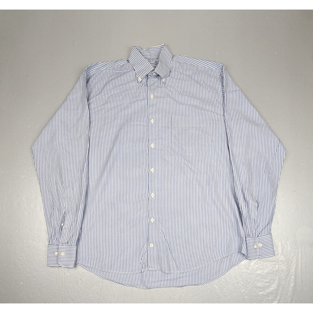 Peter Millar Button Down Shirt Mens Large Blue White Striped Casual Long Sleeve